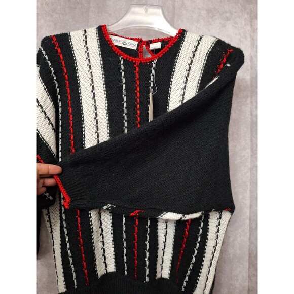Vintage Thick Knit Sweater Women's M Stripedd Metallic Dolman Sleeve Retro - Picture 10 of 14